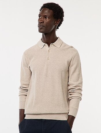 Polo a maniche lunghe in maglia fantasia