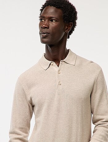 Polo a maniche lunghe in maglia fantasia