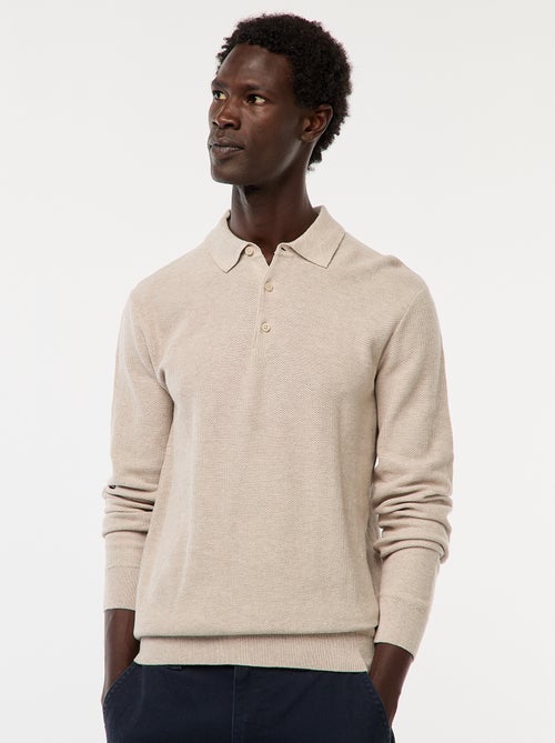 Polo a maniche lunghe in maglia fantasia - Kiabi