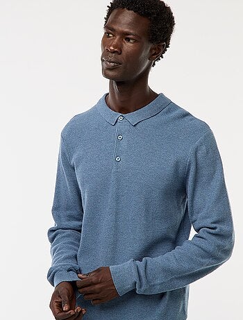 Polo a maniche lunghe in maglia fantasia