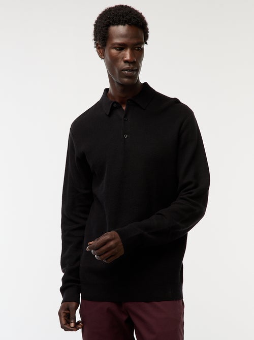 Polo a maniche lunghe in maglia fantasia - Kiabi