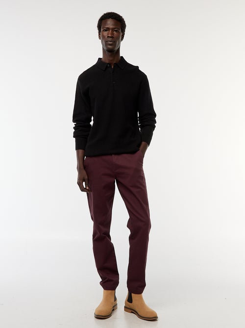 Polo a maniche lunghe in maglia fantasia - Kiabi