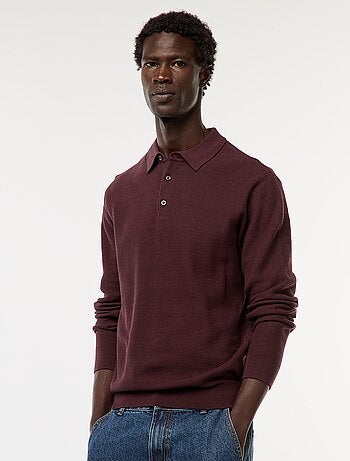 Polo a maniche lunghe in maglia fantasia