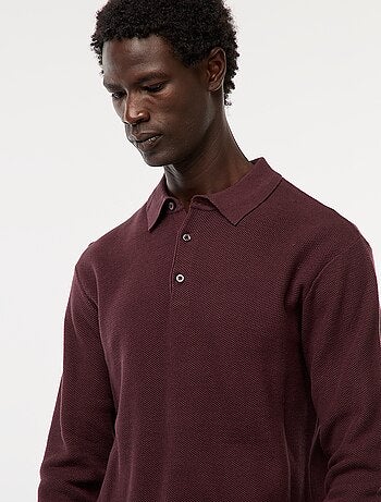 Polo a maniche lunghe in maglia fantasia
