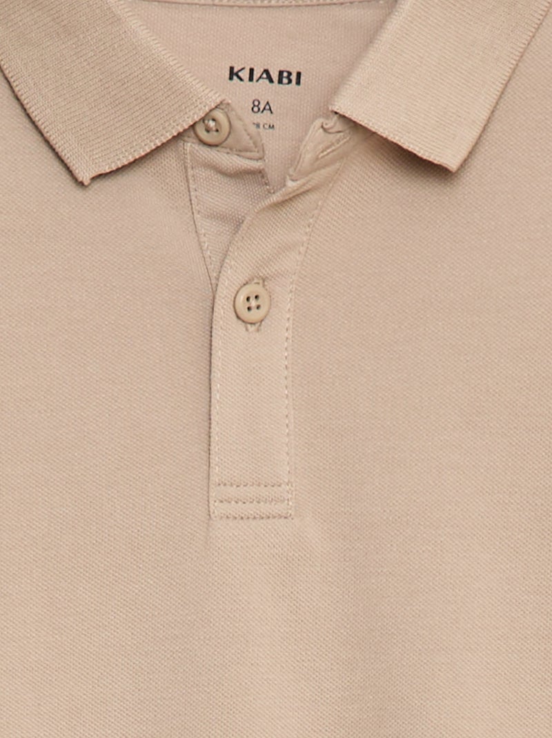 Polo a maniche lunghe in maglia piqué beige - Kiabi