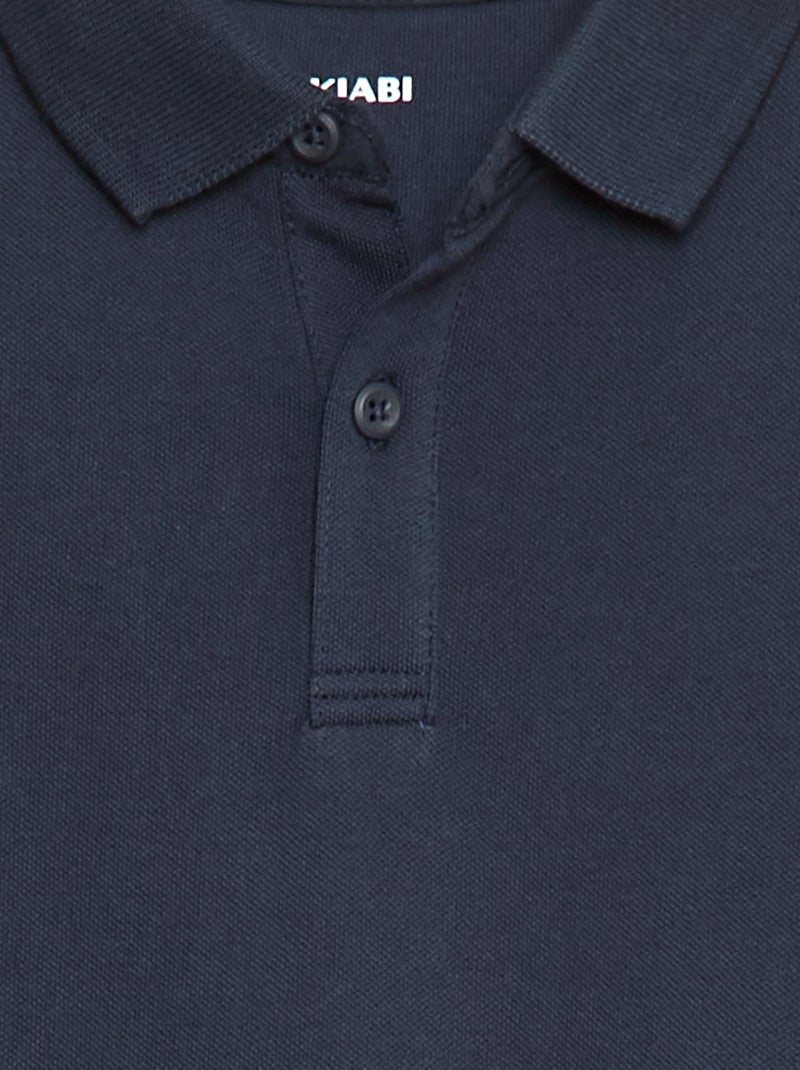 Polo a maniche lunghe in maglia piqué blu - Kiabi