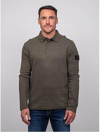Polo a maniche lunghe in maglia waffle di cotone parlito