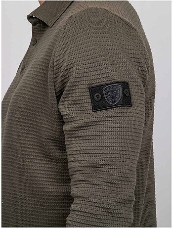 Polo a maniche lunghe in maglia waffle di cotone parlito