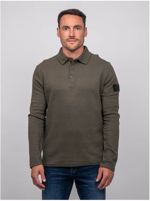 Polo a maniche lunghe in maglia waffle di cotone parlito - Kiabi Polo a maniche lunghe in maglia waffle di cotone parlito - Kiabi