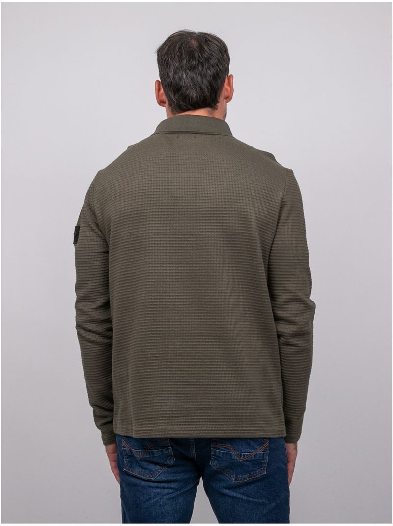 Polo a maniche lunghe in maglia waffle di cotone parlito Cachi - Kiabi