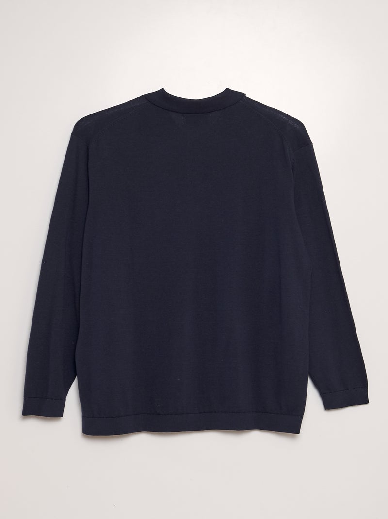 Polo a maniche lunghe lavorata a maglia BLU - Kiabi