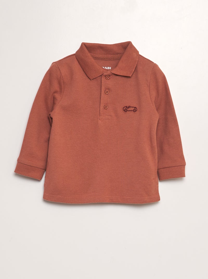 Polo a maniche lunghe MARRONE - Kiabi