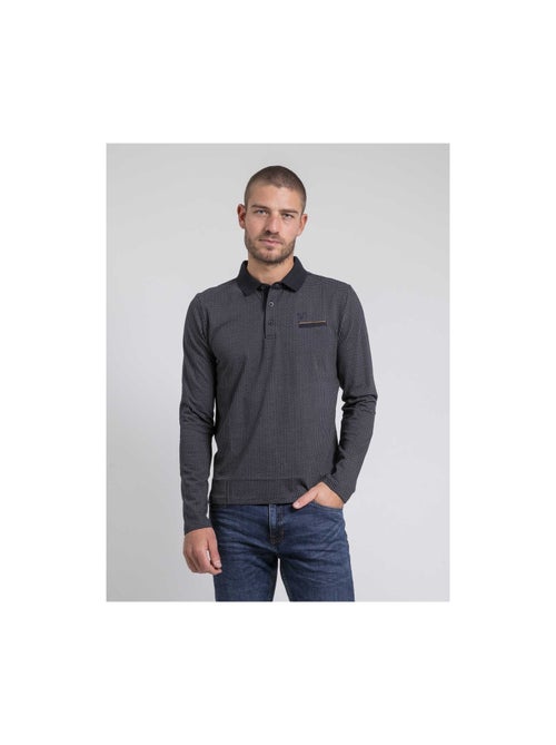 Polo a maniche lunghe motifs pur coton POXERO - Kiabi