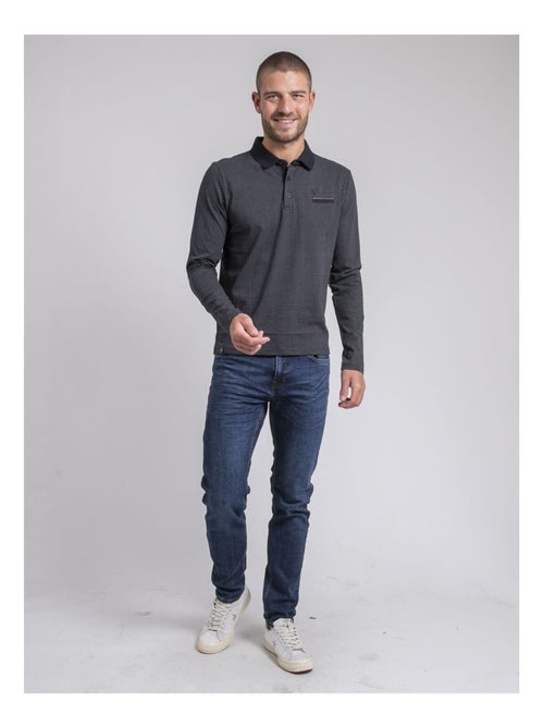 Polo a maniche lunghe motifs pur coton POXERO - Kiabi