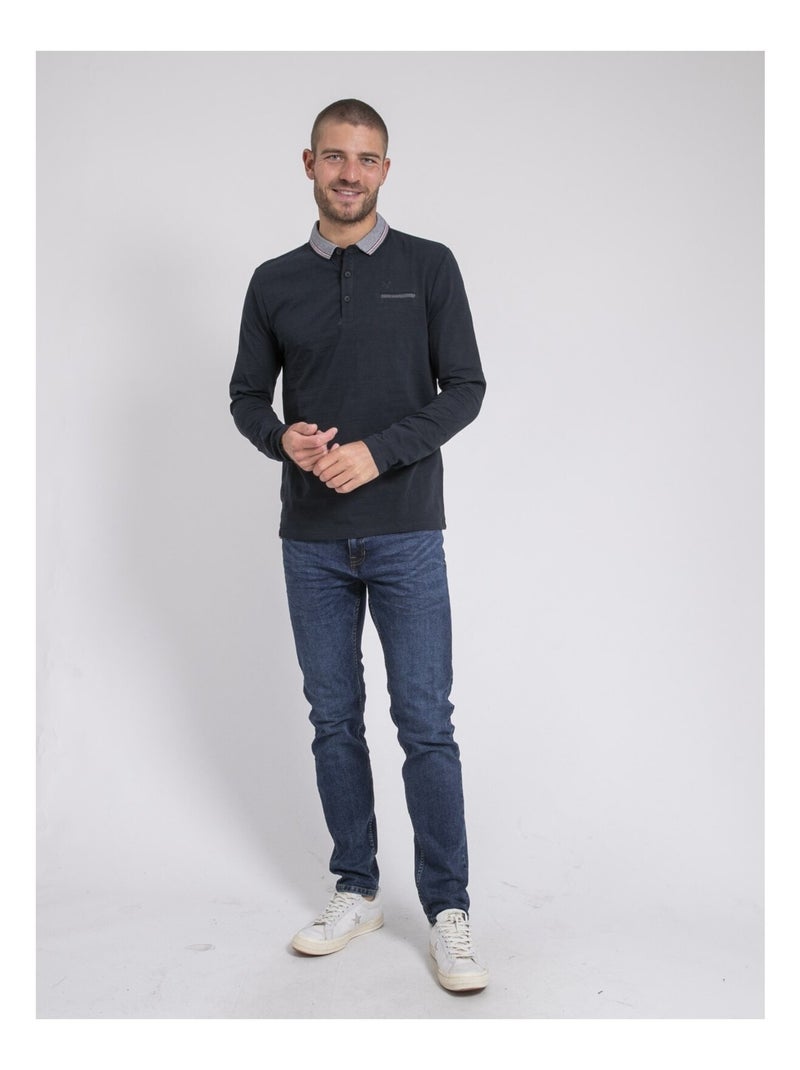 Polo a maniche lunghe PARILAKO Blu marino - Kiabi