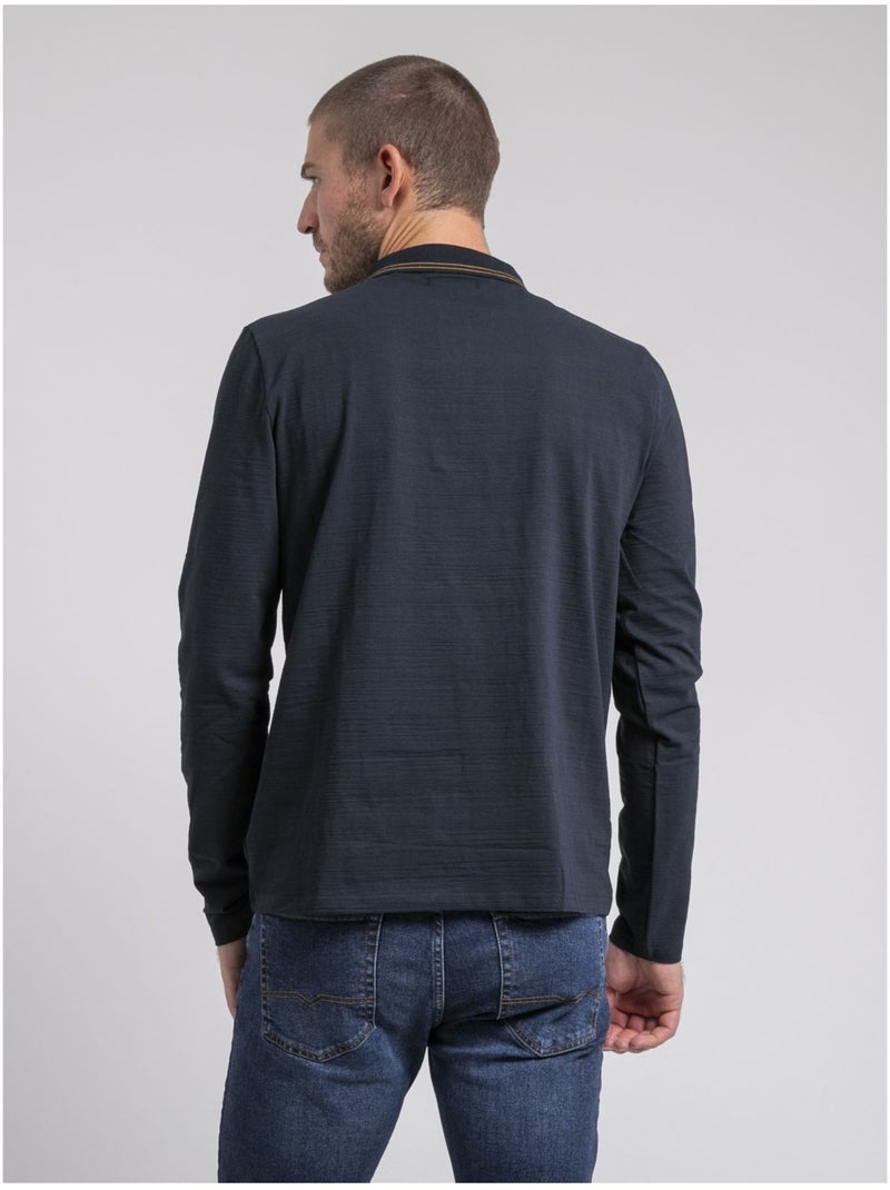 Polo a maniche lunghe POMAFIX Blu marino - Kiabi