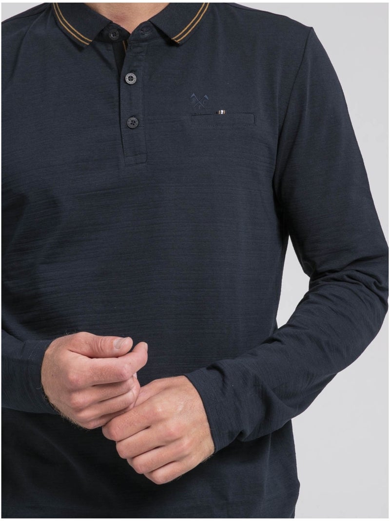 Polo a maniche lunghe POMAFIX Blu marino - Kiabi