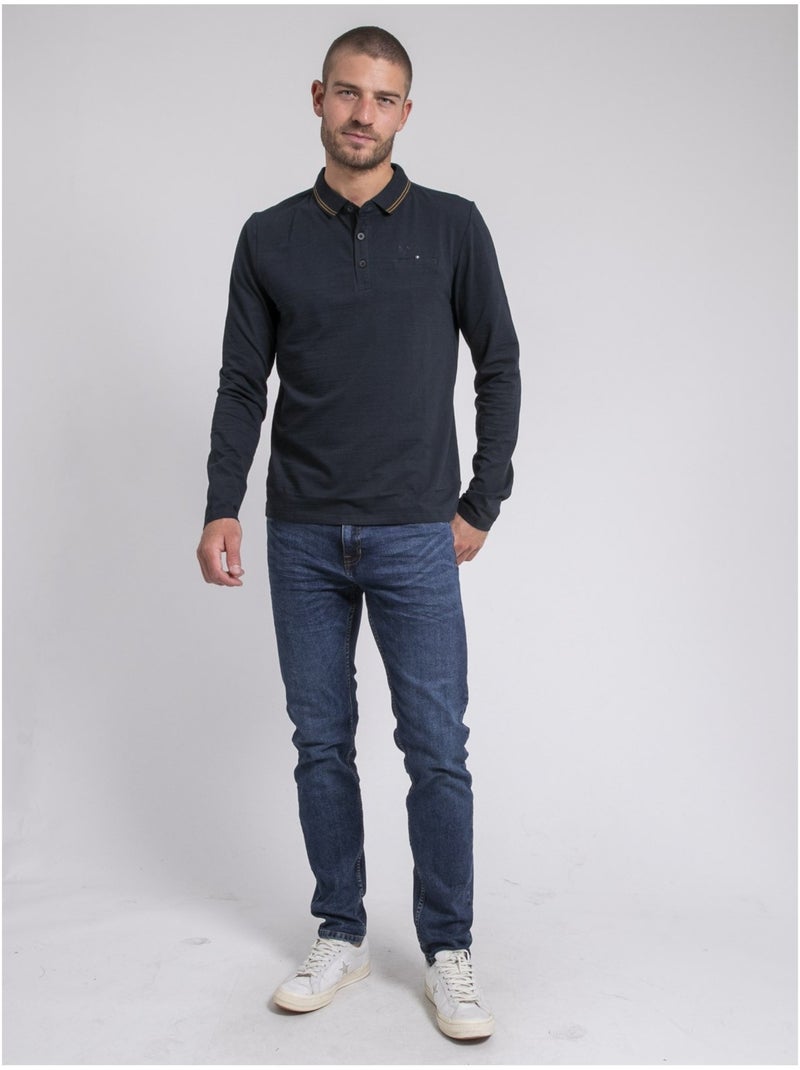 Polo a maniche lunghe POMAFIX Blu marino - Kiabi