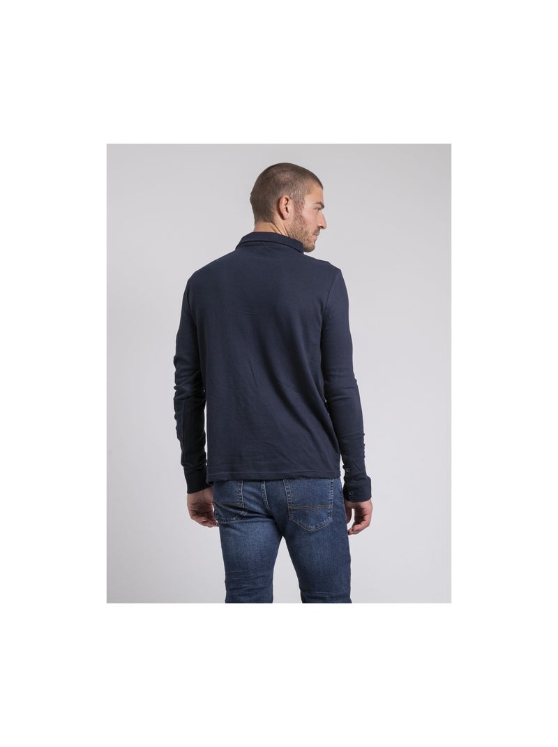 Polo a maniche lunghe pur coton PILKA Blu marino - Kiabi