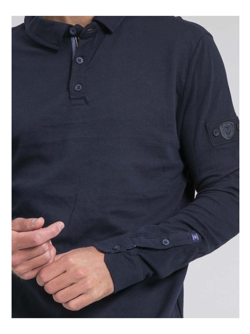 Polo a maniche lunghe pur coton PILKA Blu marino - Kiabi