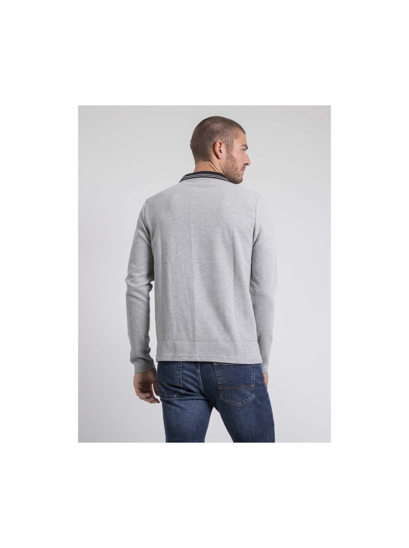 Polo a maniche lunghe pur coton POMEDUSE Grigio - Kiabi