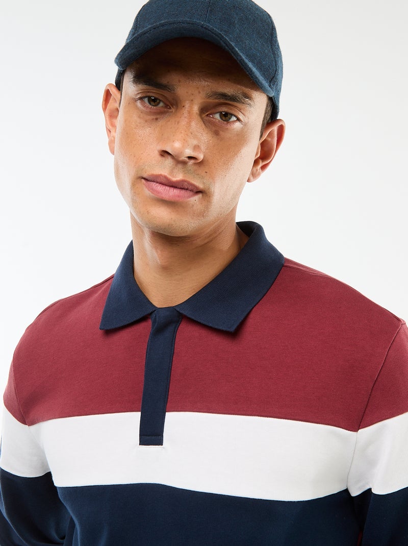 Polo a maniche lunghe stile rugby con spirito colorblock Rosso - Kiabi