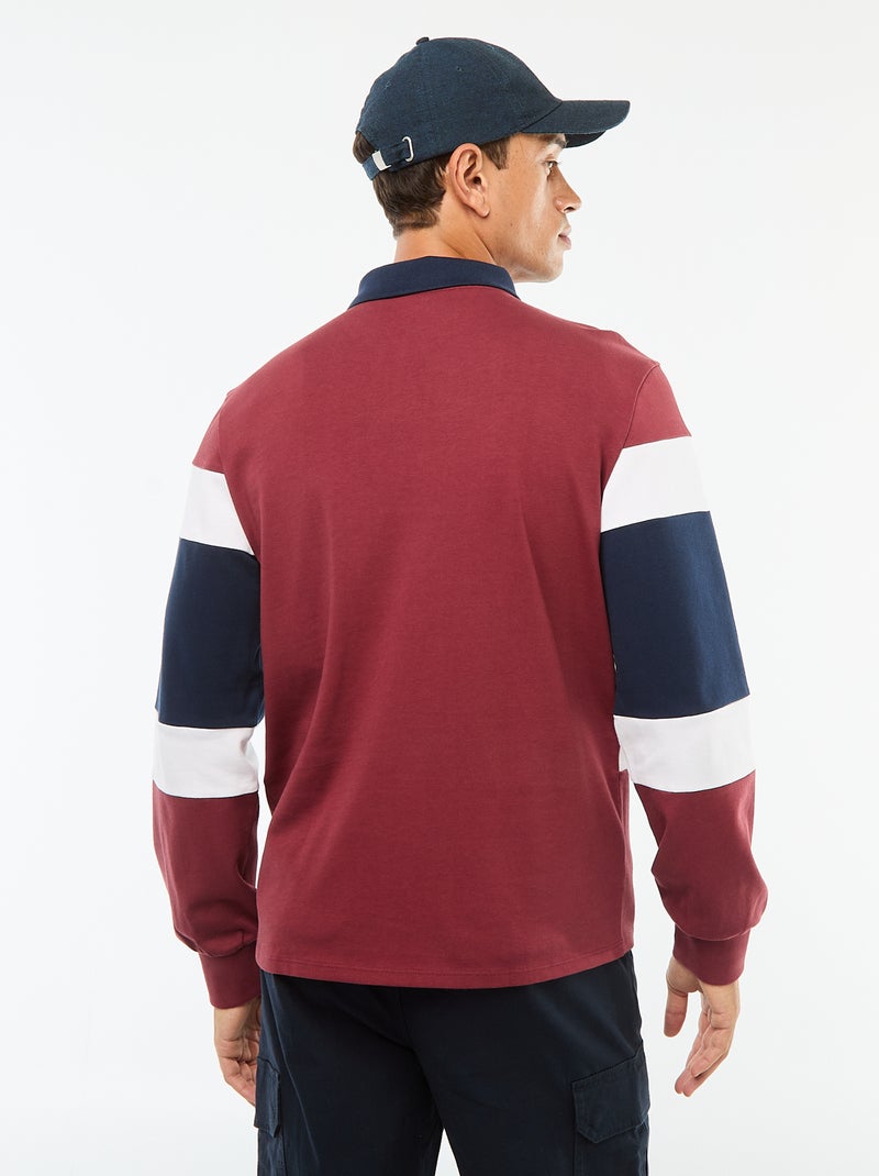 Polo a maniche lunghe stile rugby con spirito colorblock Rosso - Kiabi