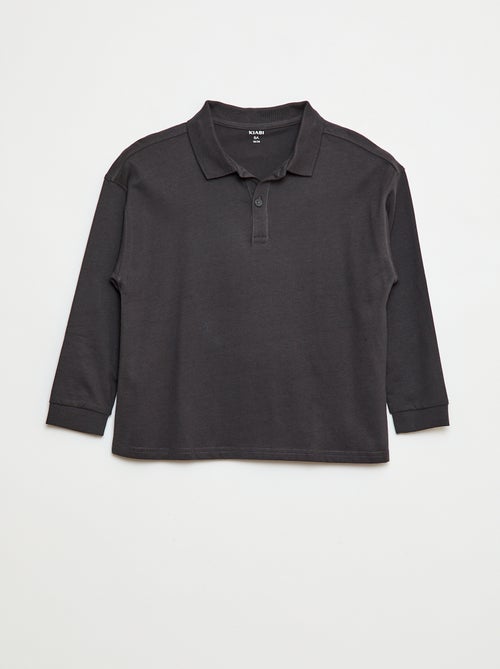 Polo à maniche lunghe tinta unita - Kiabi