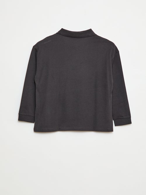 Polo à maniche lunghe tinta unita - Kiabi