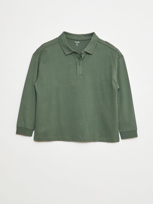 Polo à maniche lunghe tinta unita - Kiabi