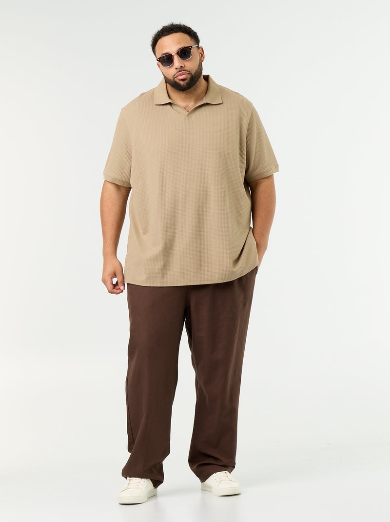 Polo a nido d'ape a maniche corte Beige - Kiabi
