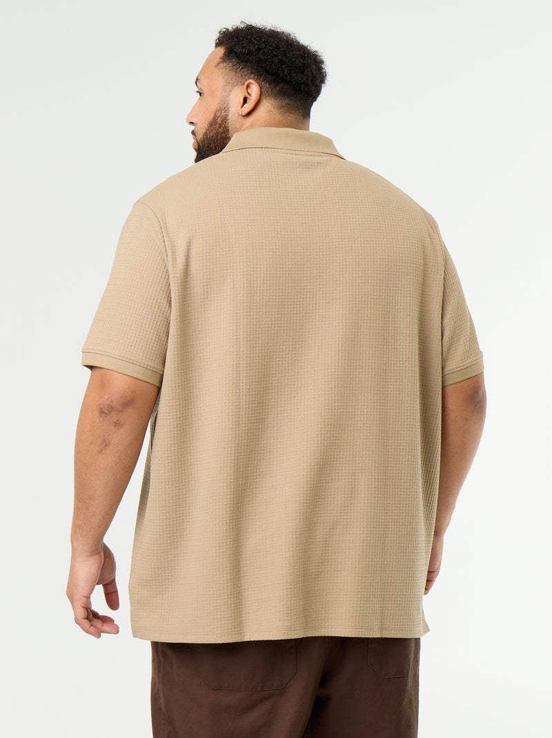 Polo a nido d'ape a maniche corte Beige - Kiabi