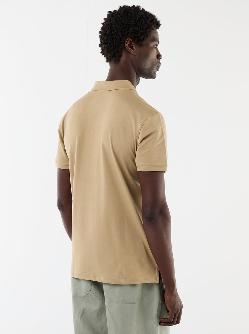 Polo a nido d'ape con collo a zip Beige - Kiabi