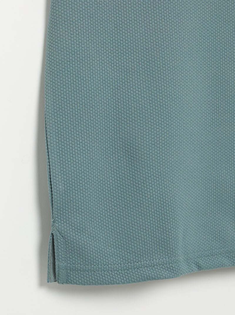 Polo a nido d'ape con collo a zip Blu - Kiabi