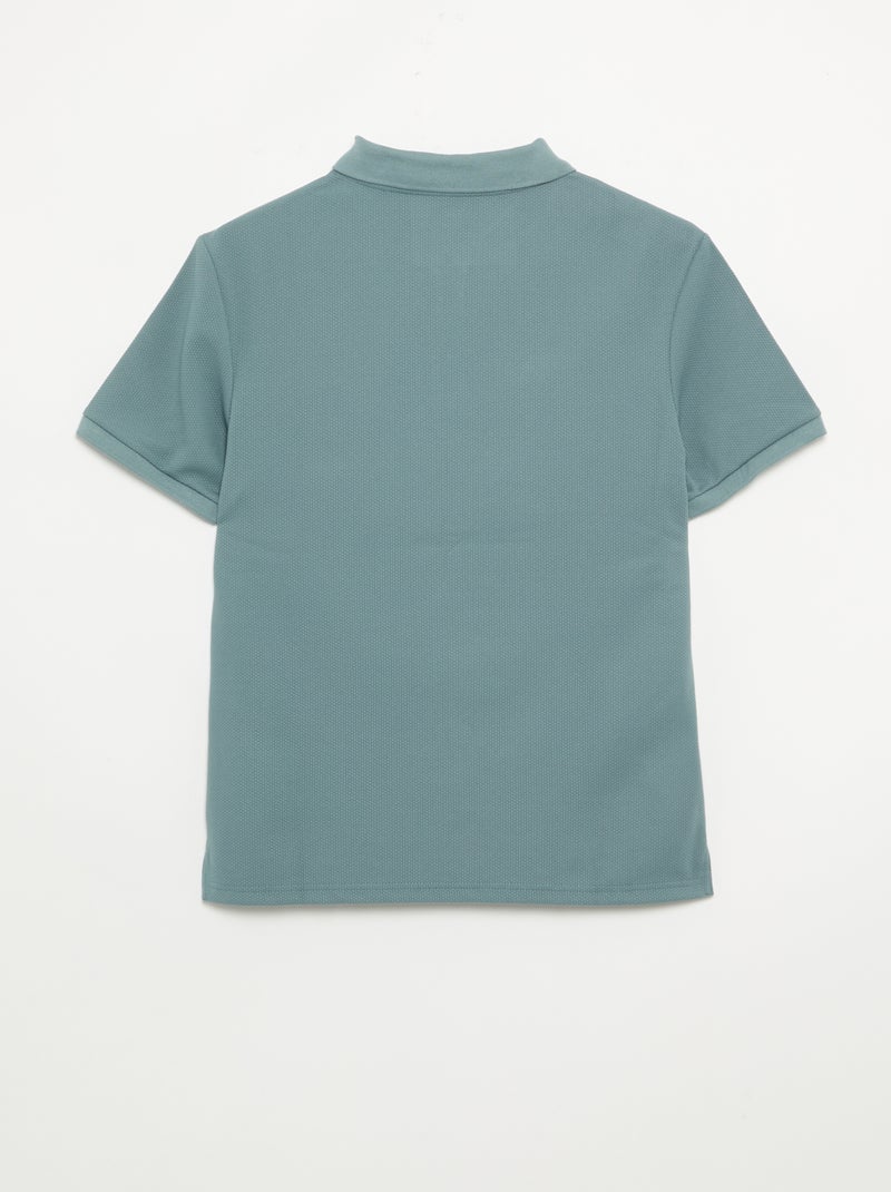 Polo a nido d'ape con collo a zip Blu - Kiabi