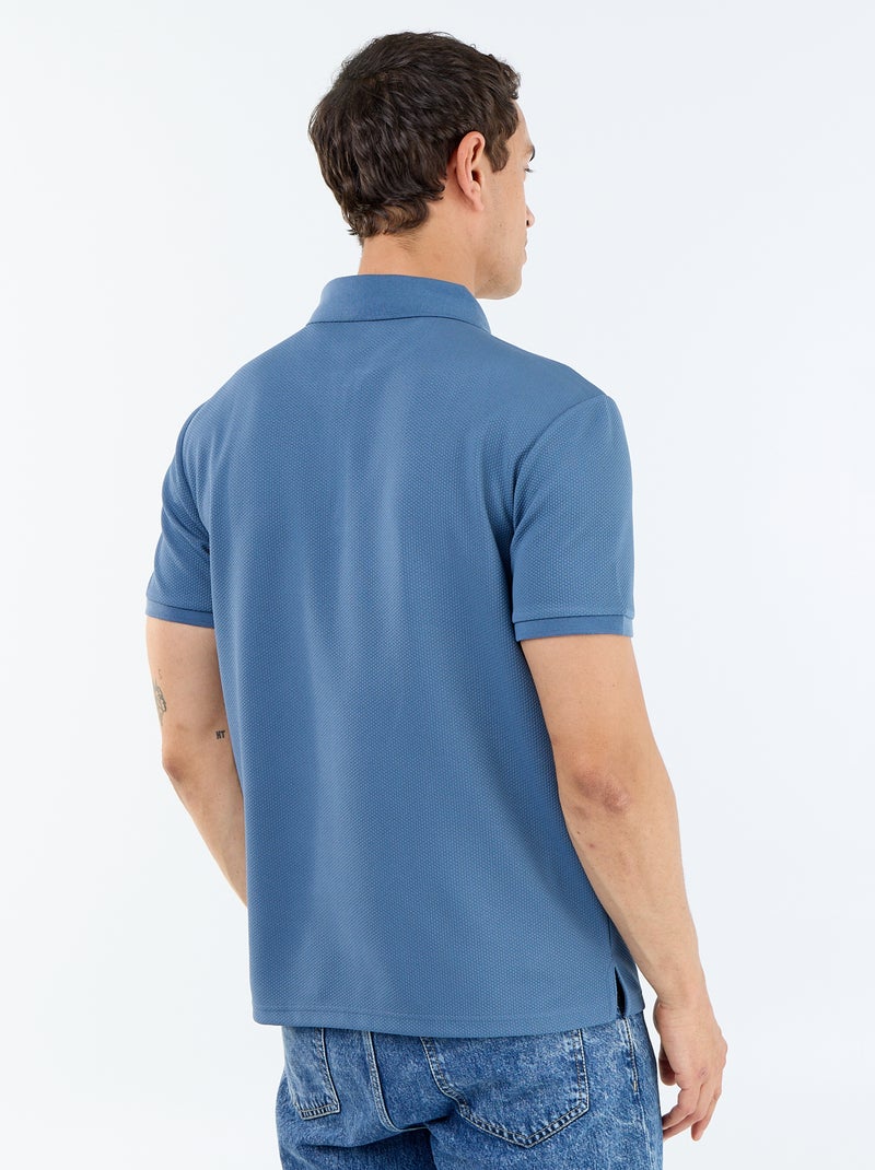 Polo a nido d'ape con collo a zip Blu - Kiabi