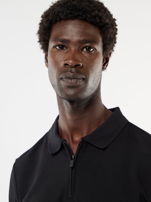 Polo a nido d'ape con collo a zip - Kiabi