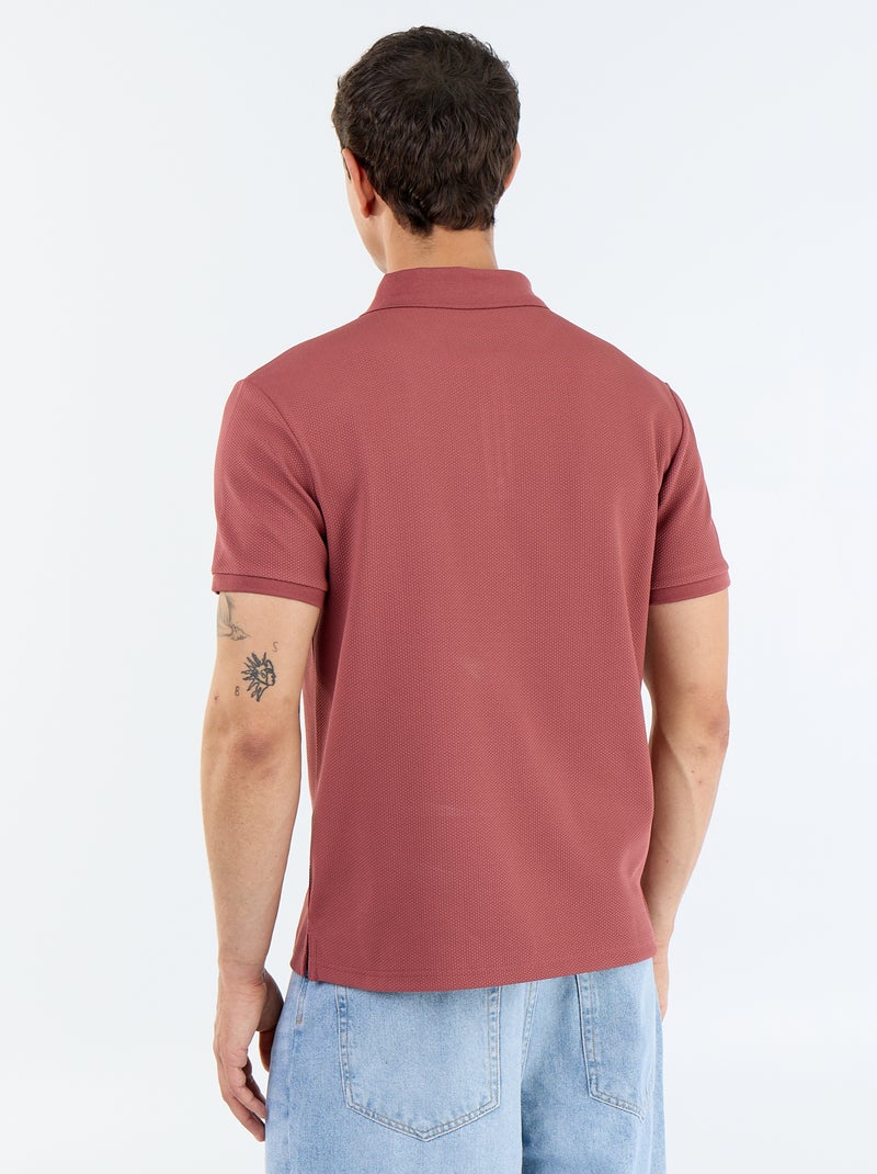 Polo a nido d'ape con collo a zip Rosso - Kiabi
