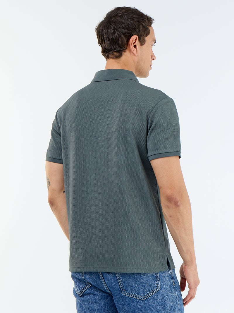 Polo a nido d'ape con collo a zip Verde - Kiabi