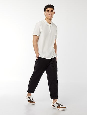 Polo a nido d'ape e collo con zip