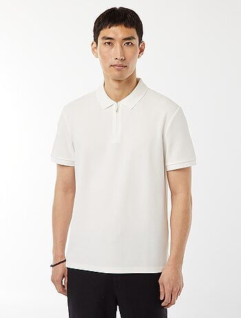 Polo a nido d'ape e collo con zip