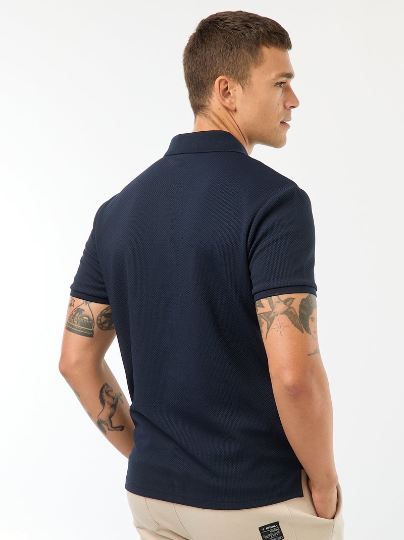 Polo a nido d'ape e collo con zip Blu - Kiabi