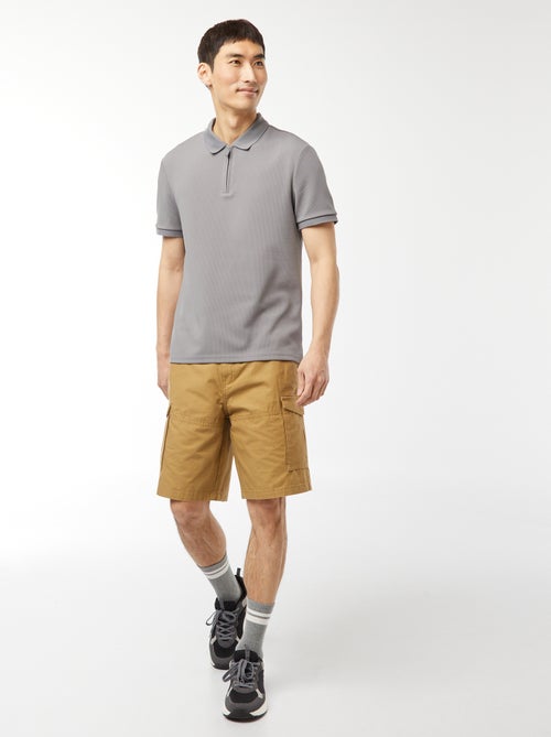 Polo a nido d'ape e collo con zip - Kiabi