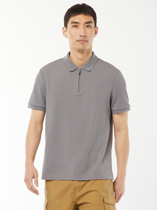 Polo a nido d'ape e collo con zip - Kiabi