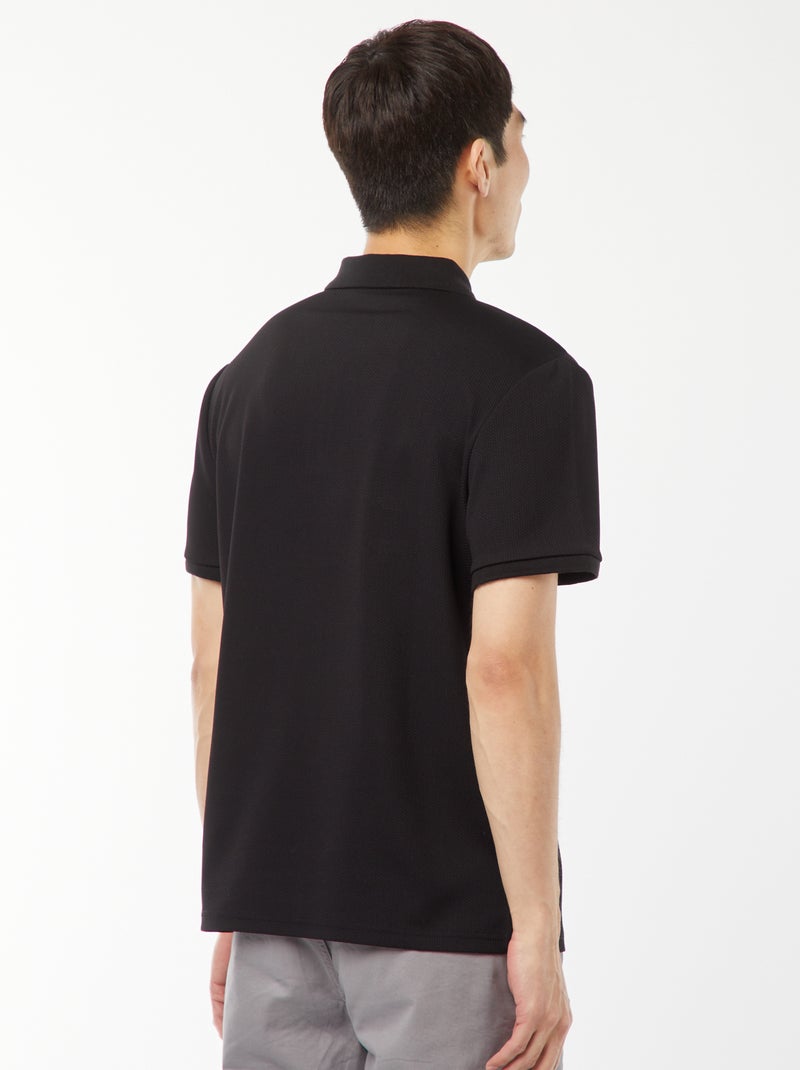 Polo a nido d'ape e collo con zip nero - Kiabi