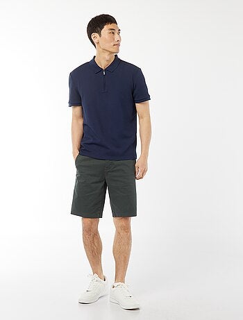 Polo a nido d'ape e collo con zip