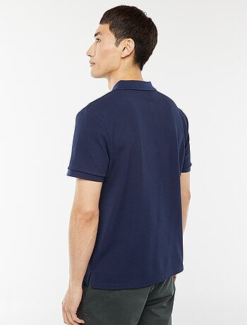 Polo a nido d'ape e collo con zip