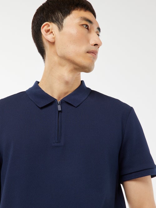 Polo a nido d'ape e collo con zip - Kiabi