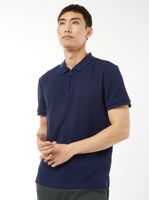 Polo a nido d'ape e collo con zip - Kiabi