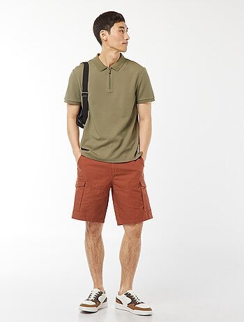 Polo a nido d'ape e collo con zip